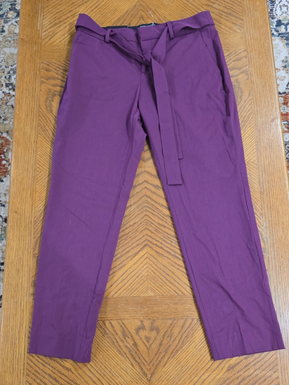 NWT Banana Republic Avery Purple Trim Black Pants